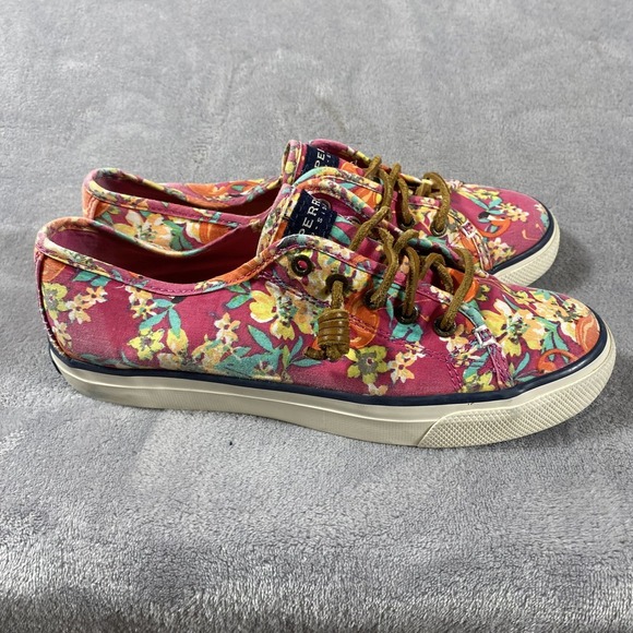 Sperry Shoes Sneakers Womens 7M Seacoast Top Sider Pink Floral Spring Summer - Picture 2 of 7